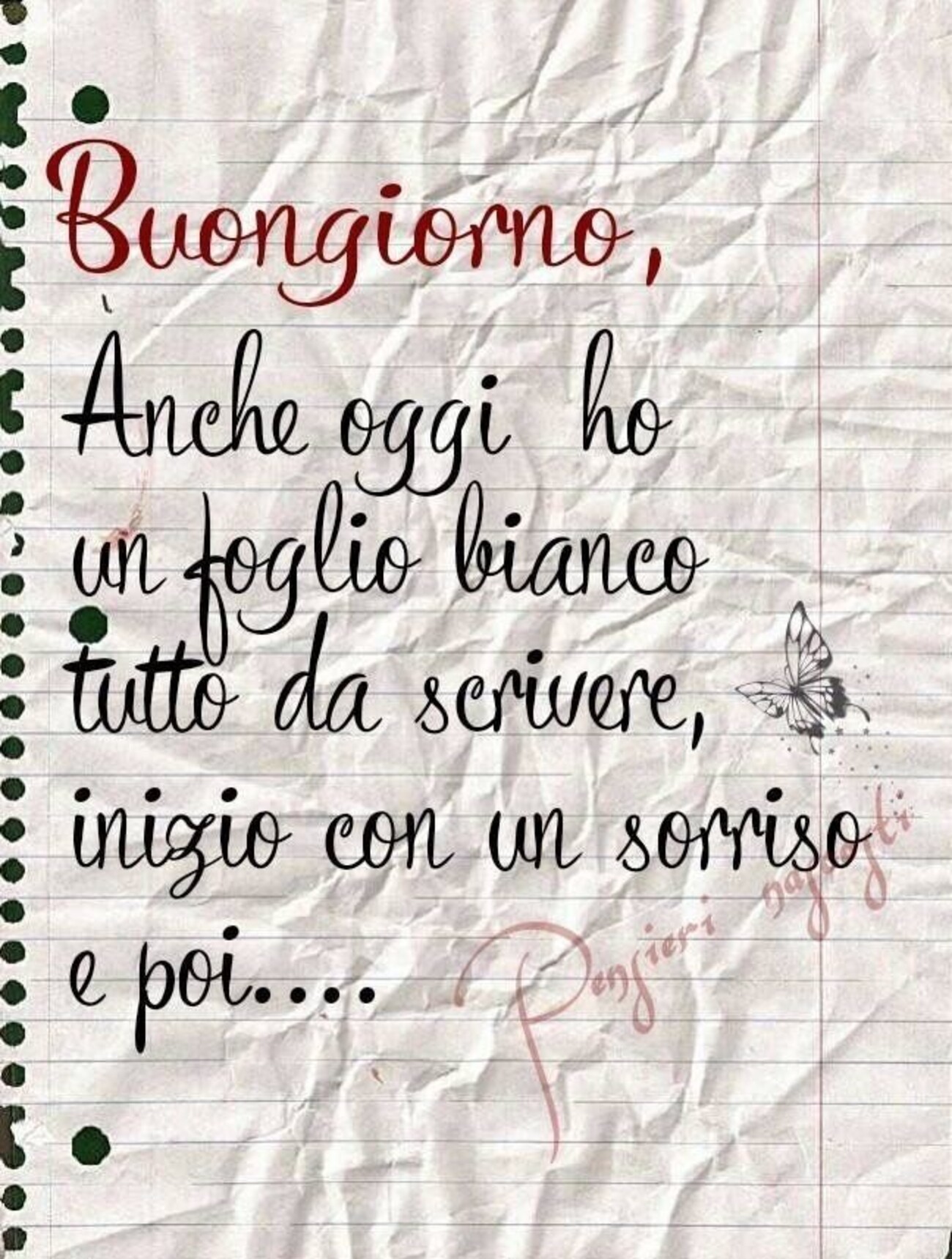 Buongiorno a te che leggi ho un foglio bianco tutto da scrivere inizio con un sorriso e poi
